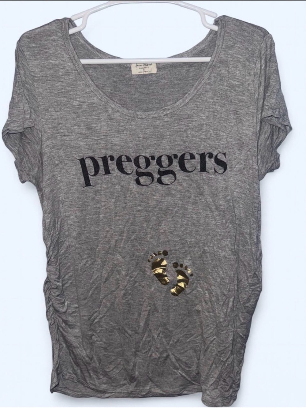 Free Kisses Gray Maternity Tee with Script Logo